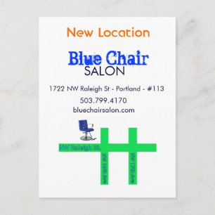 Postale Carte de déplacement de chaise bleue