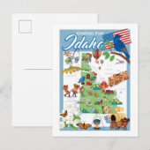 Postale Carte de dessin de Idaho (Devant / Derrière)