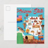 Postale Carte de dessin de l'Arizona (Devant / Derrière)