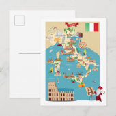 Postale Carte de dessin de l'Italie (Devant / Derrière)