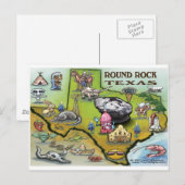 Postale Carte de dessin de Round Rock Texas (Devant / Derrière)