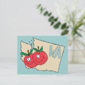 Postale Carte de dessin de Washington State WA avec Apple (Debout devant)