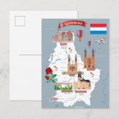 Postale Carte de dessin du Luxembourg (Devant / Derrière)