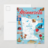 Postale Carte de dessin du Minnesota (Devant / Derrière)