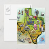 Postale Carte de dessin du Texas (Devant / Derrière)