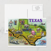 Postale Carte de dessin du TEXAS (Devant / Derrière)