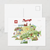 Postale Carte de dessin Suisse (Devant / Derrière)