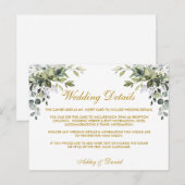 Postale Carte de détails Mariage or Watercolor Greenery (Devant / Derrière)