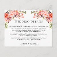Carte de détails sur le Mariage de fleurs de corai