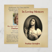 Postale Carte de deuil catholique du Christ Consolation (Devant / Derrière)