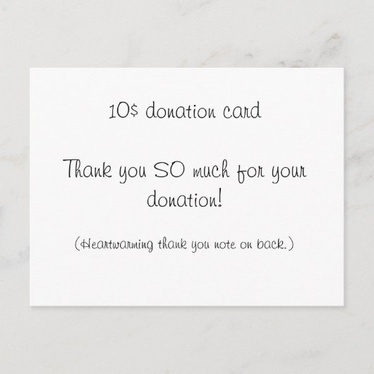 Postale Carte de don de 10 $ (Devant)