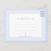 Postale Carte de faire-part de baptême bleu blanc à clé gr (Dos)