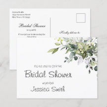 Carte de faire-part de douche nuptiale à l'eucalyp