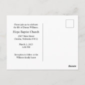 Postale Carte de faire-part de funérailles pour un vétéran (Dos)