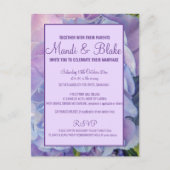 Postale Carte de faire-part de mariage chic hydrangea viol (Devant)