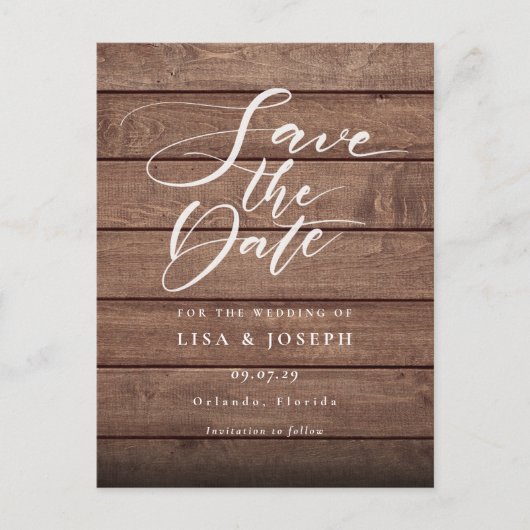 Postale Carte de faire-part de mariage en bois rustique av (Devant)