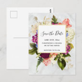 Postale Carte de faire-part de mariage rose et blanc flora (Devant / Derrière)