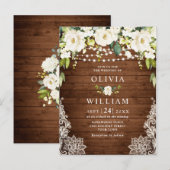 Postale Carte de Faire-part de mariage Rustique de dentell (Devant / Derrière)