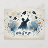 Postale Carte de félicitations de fin d'études moderne et  (Devant)