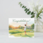 Postale Carte de félicitations de golf pour golfeuse (Debout devant)