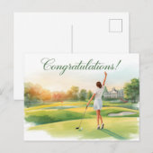 Postale Carte de félicitations de golf pour golfeuse (Devant / Derrière)