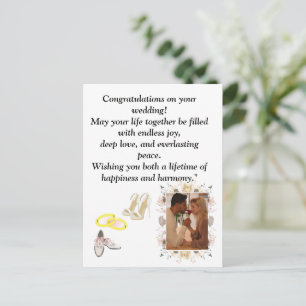 Postale Carte de félicitations de mariage élégante Fl