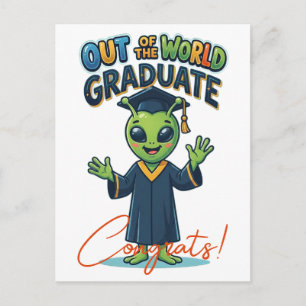 Postale Carte de Félicitations Diplômé Hors du Monde