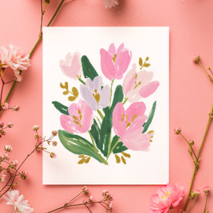 Postale Carte de fête des mères aquarelle tulipes minimali