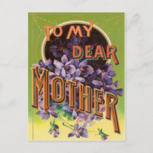 Postale Carte de fête des mères aux fleurs violettes