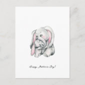 Postale Carte de Fête des Mères Éléphant et son Bébé (Devant)