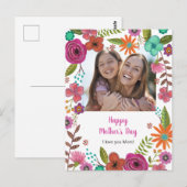 Postale Carte de Fête des Mères Fleurs Peintes (Devant / Derrière)