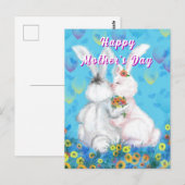 Postale Carte de fête des mères peinte avec de mignons lap (Devant / Derrière)