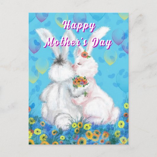 Postale Carte de fête des mères peinte avec de mignons lap (Devant)
