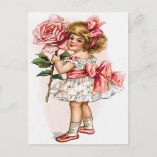 Postale Carte de fête des mères robe fleurie de petite fil