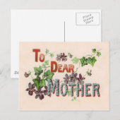 Postale Carte de fête des mères violette Bleu Forget Me No (Devant / Derrière)