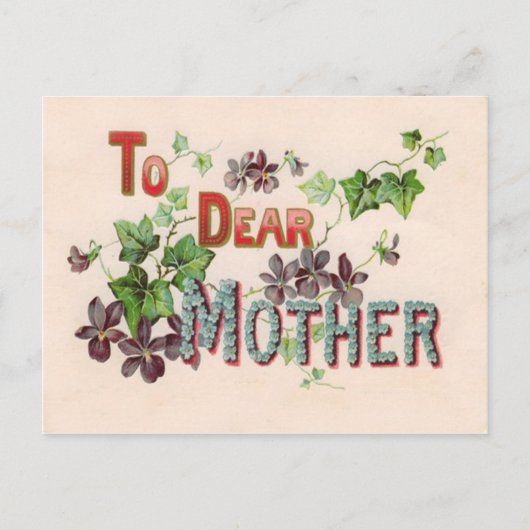 Postale Carte de fête des mères violette Bleu Forget Me No (Devant)