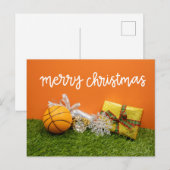 Postale Carte de fêtes de Noël de basketball (Devant / Derrière)