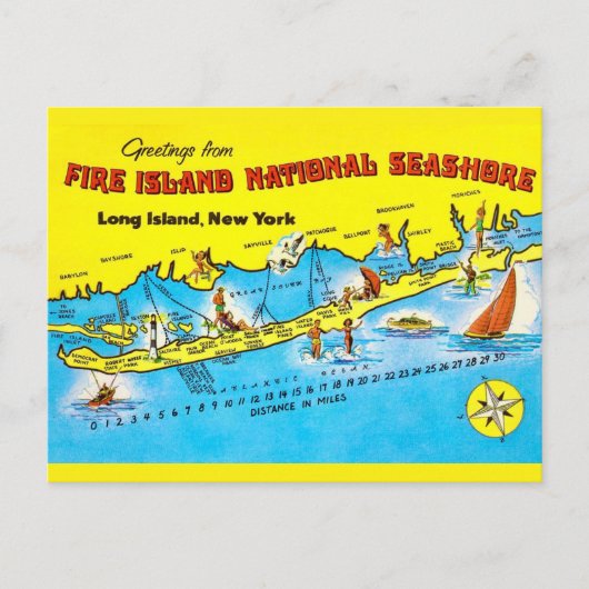 Postale Carte de Fire Island (Devant)
