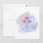 Postale carte de fleurs d'aquarelle (Devant / Derrière)