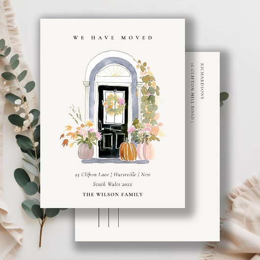 Postale Carte de fleurs de citrouille d'automne devant la