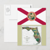 Postale Carte de Floride et drapeau de l'État (Devant / Derrière)