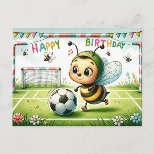 Postale Carte de football d'anniversaire Bee-utiful - Mign (Devant)