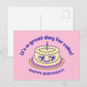 Postale Carte de gâteau rose et violet Texte incurvé class (Devant / Derrière)