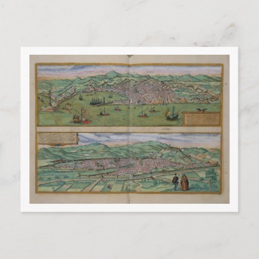Postale Carte de Gênes et Florence, de 'Civitates Orbis T (Devant)