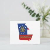 Postale Carte de Géorgie Formé Etat Drapeau avec nom (Debout devant)