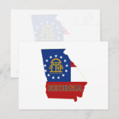 Postale Carte de Géorgie Formé Etat Drapeau avec nom (Devant / Derrière)