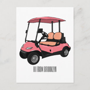 Postale Carte de golf / dessin animé en voiturette de golf