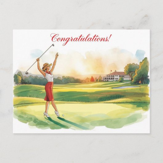Postale Carte de golf Félicitations pour golfeuse (Devant)