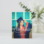 Postale Carte de graduation de script simple photo moderne (Debout devant)