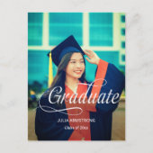 Postale Carte de graduation de script simple photo moderne (Devant)
